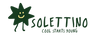 Logo of Solettino with a green leaf-like character on a white background